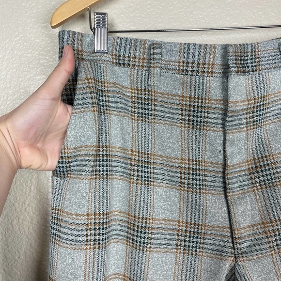 Vintage 70’s Hagar Slacks Plaid Ankle Pants Unisex High Rise Grey/Gold Size XL - Picture 6 of 12